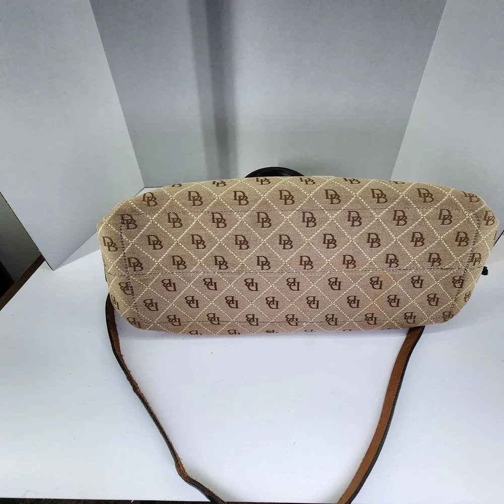 Dooney & Bourke Brown Monogram Hobo with Tan Leather Trim
